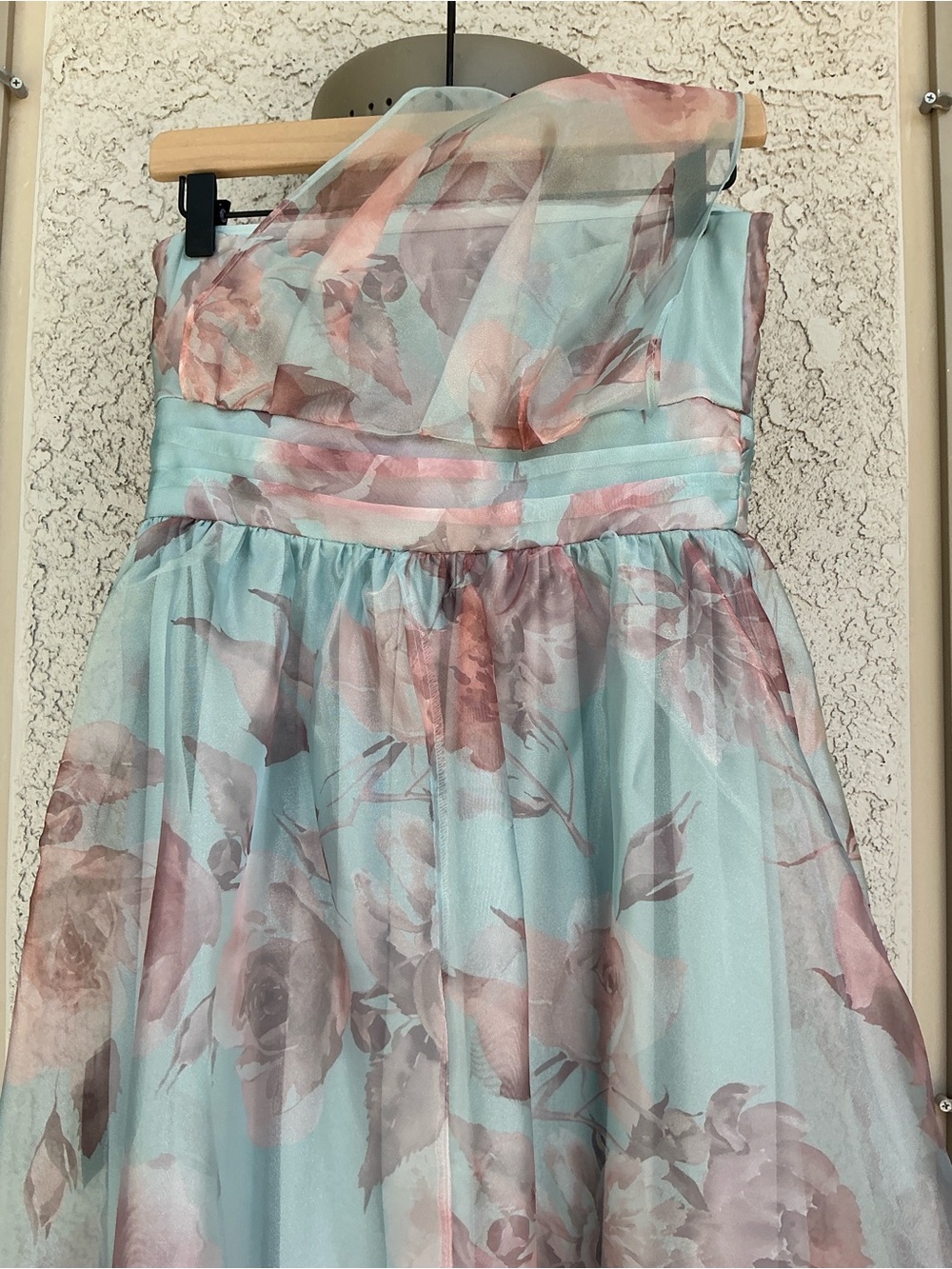 NWT Lulu’s Dramatically Lovely Blue Floral One-Shoulder Maxi Dress Medium Chic - Picture 11 of 14